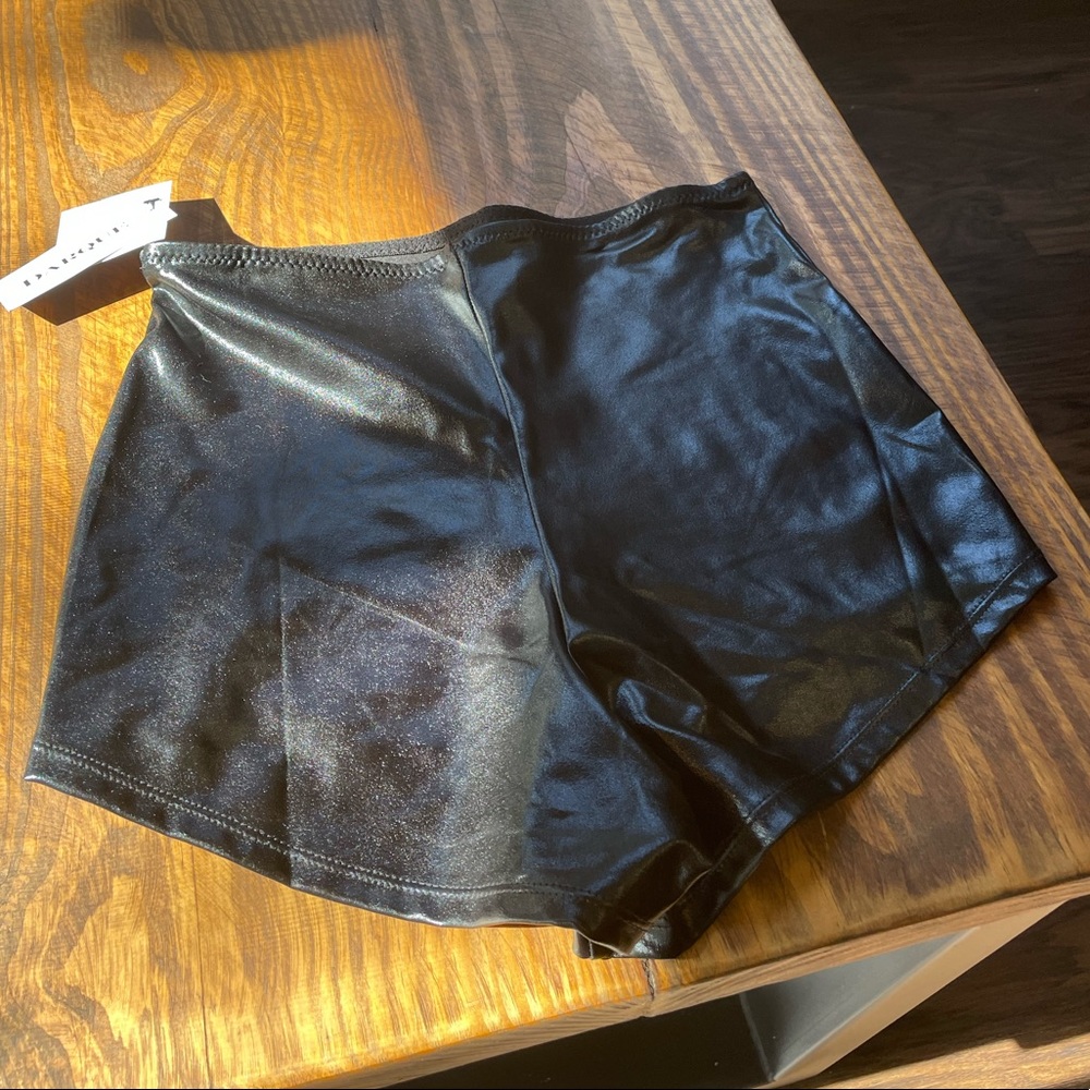 Wet Look Black Booty Shorts